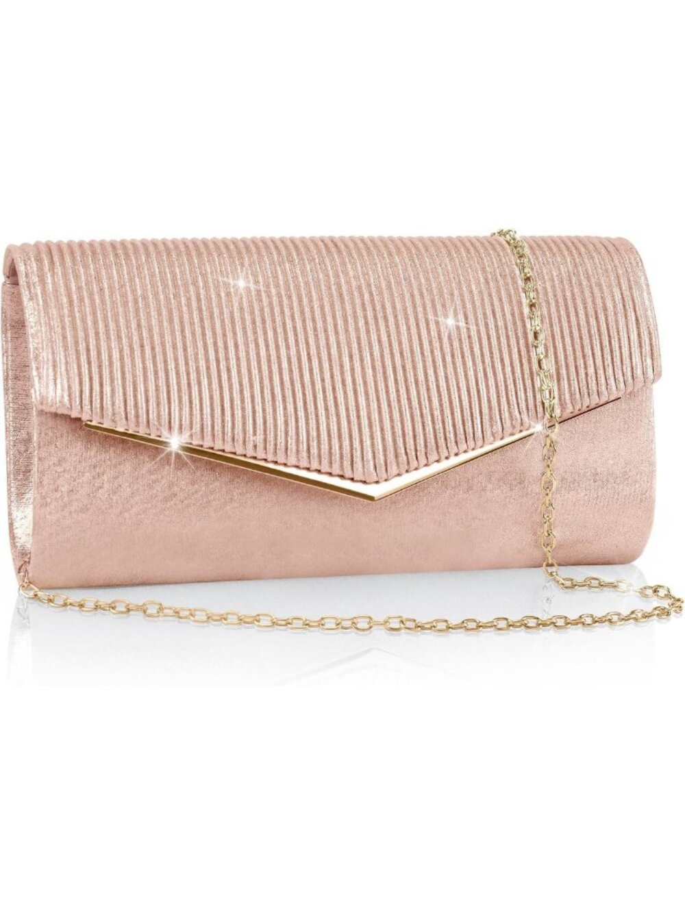 Bling Envelope Clutch Purse for Women, Vertical Lines Evening Bag w/Chain